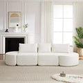 Clihome 106.3-inch V-Shape Modular Sectional Sofa with Throw Pillows, Ottomans