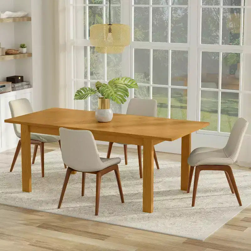Table à manger extensible rectangulaire de style transitionnel Saige de 152 à 193 cm x 91 cm