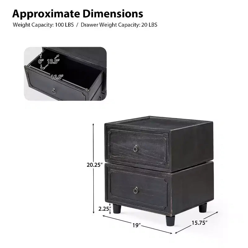 Leo 2 - Table d'appoint avec tiroir et design modulable | ART OF LIVING DESIGNS-NOIR