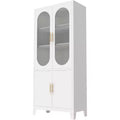 COZONY Modern Pantry Cabinet with Fluted Glass Doors, 71 Kitchen Storage Cabinet, Metal Accent Storage Cupboard for Dining Room & Kitchen Organizer