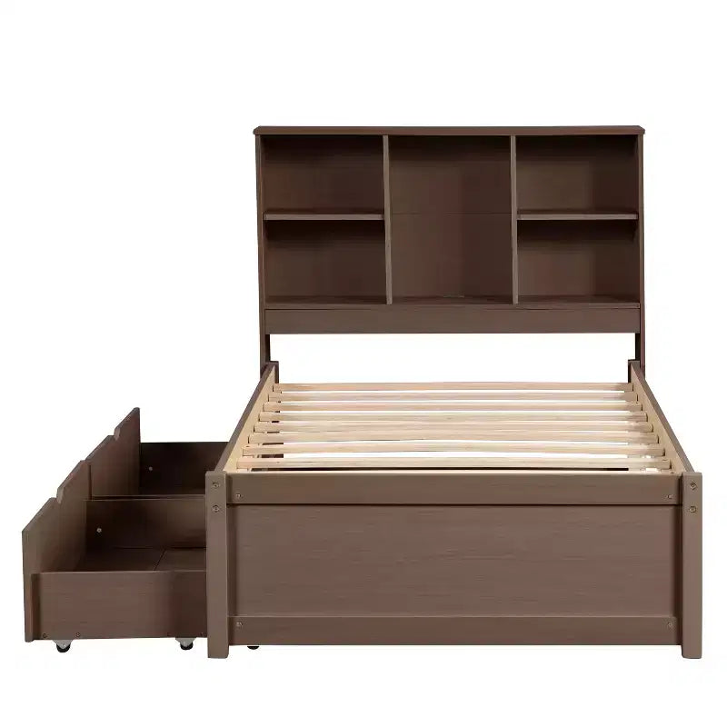 Bellemave Cadre de lit simple moderne avec port USB intégré dans la tête de lit bibliothèque et 2 tiroirs
