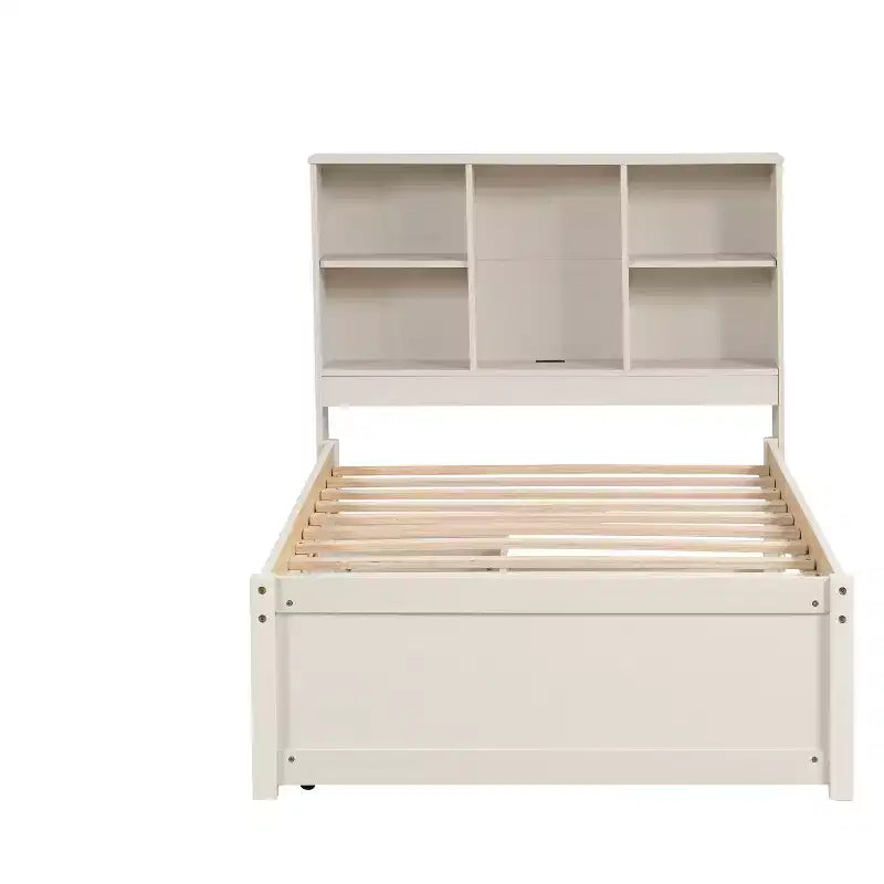 Bellemave Cadre de lit simple moderne avec port USB intégré dans la tête de lit bibliothèque et 2 tiroirs