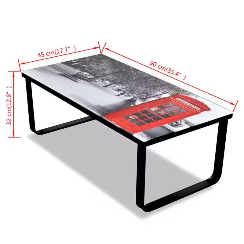 vidaXL Table Basse Table d'Appoint de Salon avec Plateau en Verre Imprimé - Piano