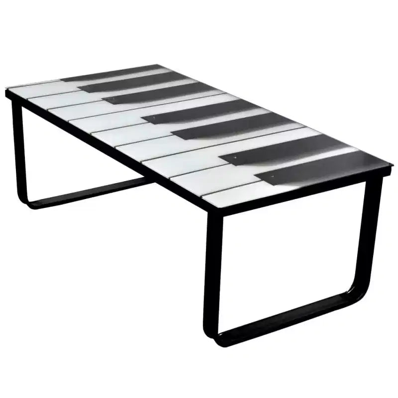 vidaXL Table Basse Table d'Appoint de Salon avec Plateau en Verre Imprimé - Piano