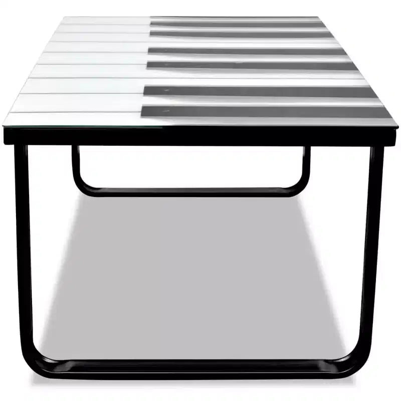 vidaXL Table Basse Table d'Appoint de Salon avec Plateau en Verre Imprimé - Piano