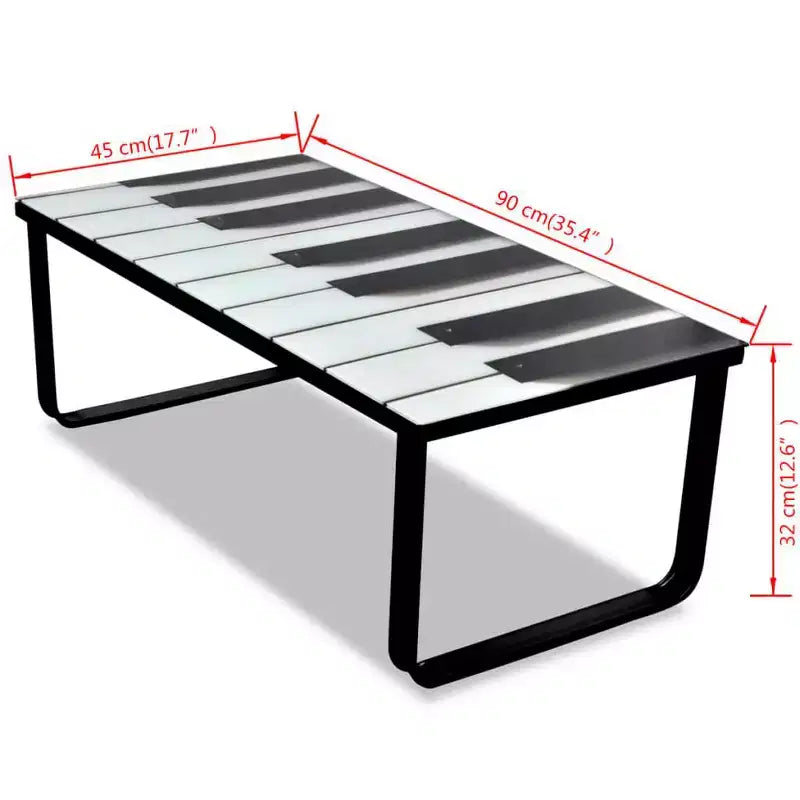 vidaXL Table Basse Table d'Appoint de Salon avec Plateau en Verre Imprimé - Piano