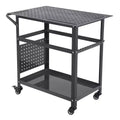 Chariot de table de soudage robuste avec roues, plateau d'établi en acier de 91 x 61 cm, table de travail de soudage portable de 544 kg avec trous de fixation