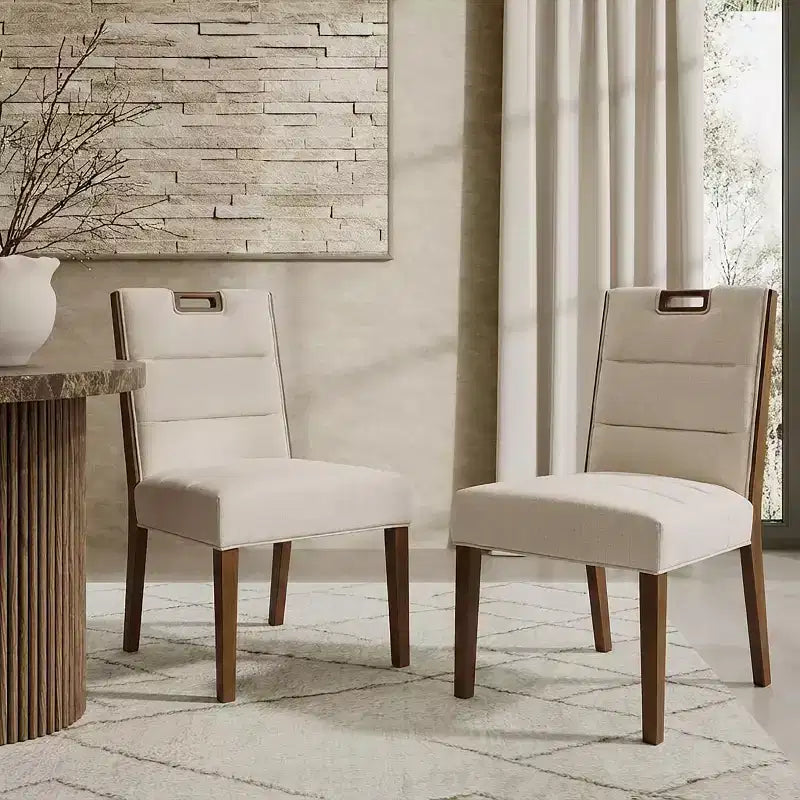 Christopher Knight Home Sungjin Chaises de salle à manger sans accoudoirs rembourrées en bois d'hévéa moderne (Lot de 2)