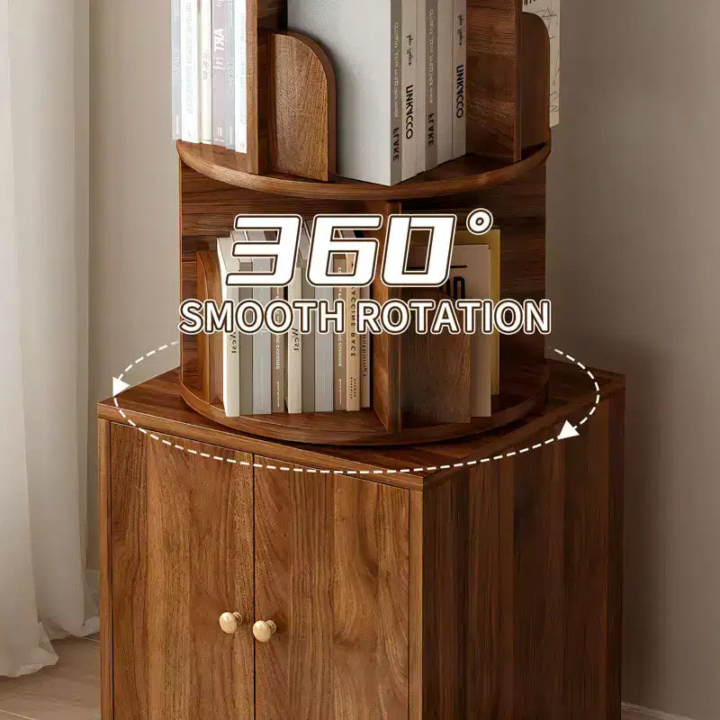 Étagère tournante à 360 degrés, bibliothèque d'angle à 5 niveaux avec tiroir pour petits espaces, meuble de rangement vertical en bois, organisateur étroit