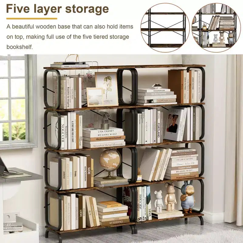 Étagère tournante à 360 degrés, bibliothèque d'angle à 5 niveaux avec tiroir pour petits espaces, meuble de rangement vertical en bois, organisateur étroit