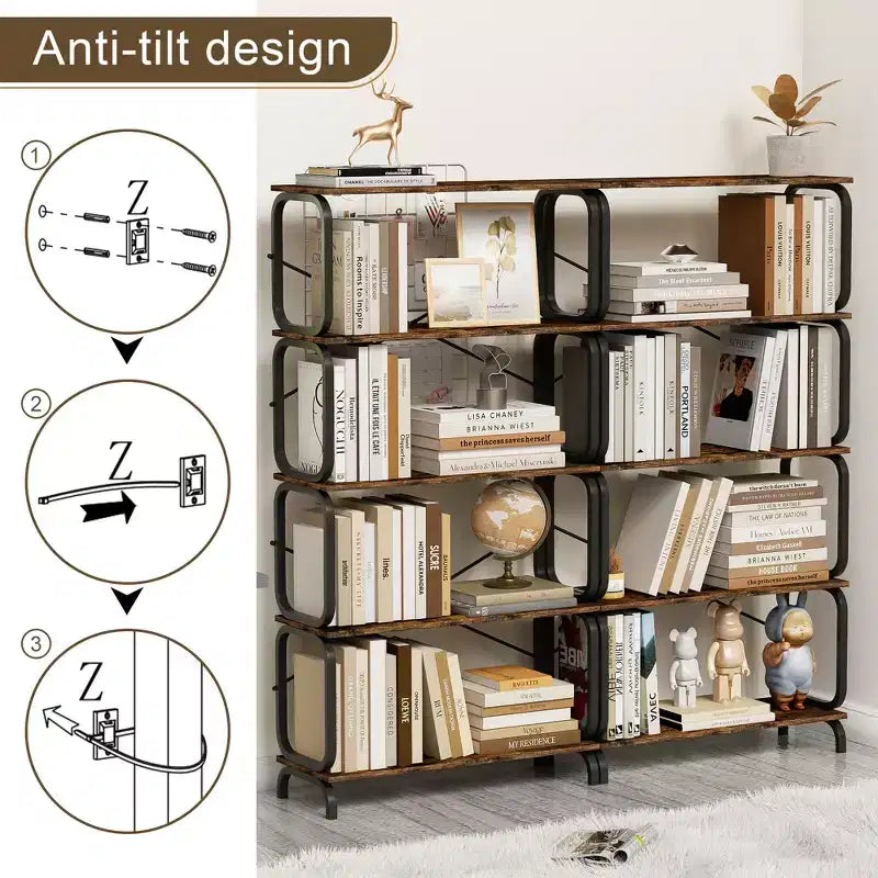 Étagère tournante à 360 degrés, bibliothèque d'angle à 5 niveaux avec tiroir pour petits espaces, meuble de rangement vertical en bois, organisateur étroit