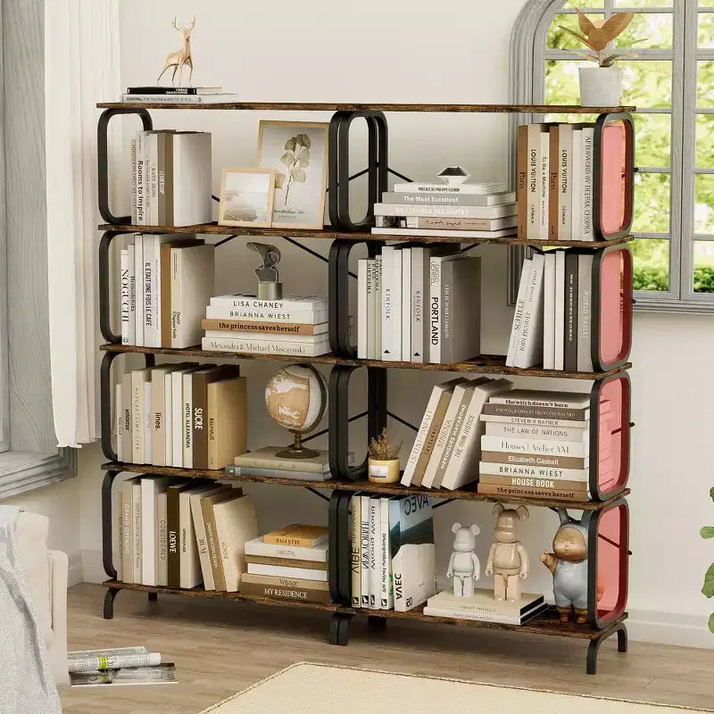 Étagère tournante à 360 degrés, bibliothèque d'angle à 5 niveaux avec tiroir pour petits espaces, meuble de rangement vertical en bois, organisateur étroit