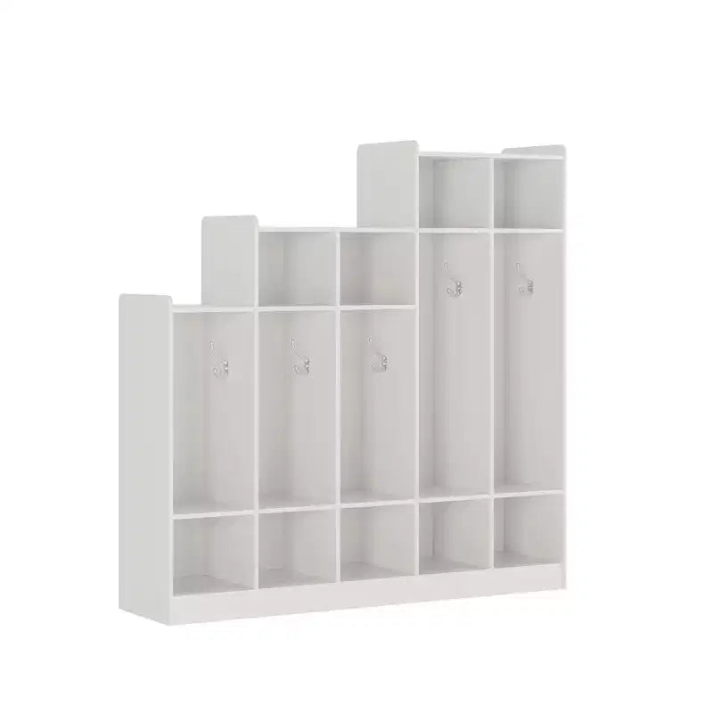 Vestiaire de salle de classe à 5 sections avec 9 casiers, organisateur de rangement en bois avec 10 patères, casiers de salle de classe pour la maison, le bureau, l'école, la salle de sport