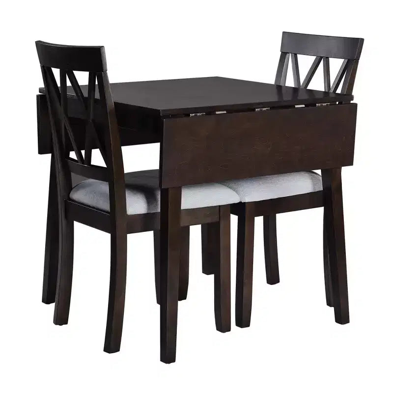Ensemble de salle à manger extensible 3 pièces avec 2 chaises rembourrées, table à manger en bois avec abattants pour petit espace