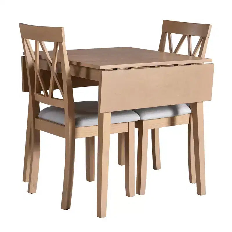 Ensemble de salle à manger extensible 3 pièces avec 2 chaises rembourrées, table à manger en bois avec abattants pour petit espace