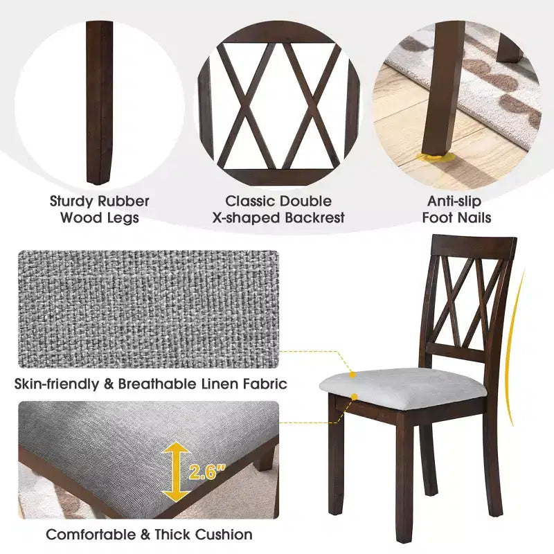 Ensemble de salle à manger extensible 3 pièces avec 2 chaises rembourrées, table à manger en bois avec abattants pour petit espace
