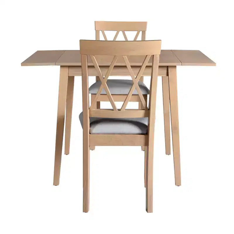 Ensemble de salle à manger extensible 3 pièces avec 2 chaises rembourrées, table à manger en bois avec abattants pour petit espace