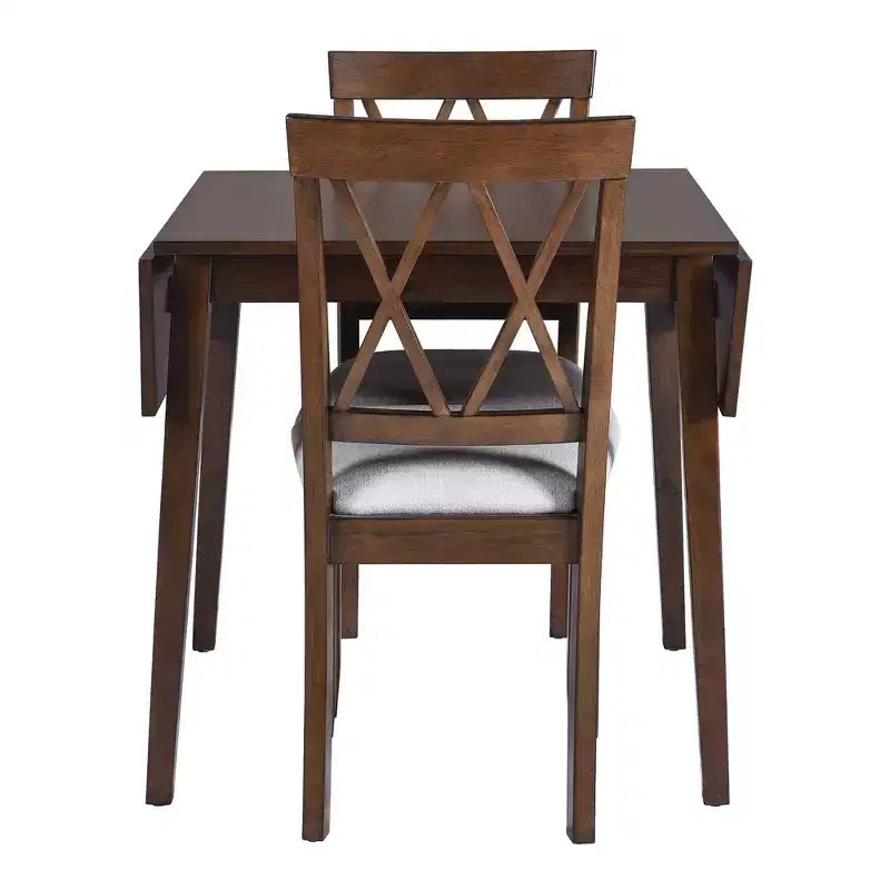 Ensemble de salle à manger extensible 3 pièces avec 2 chaises rembourrées, table à manger en bois avec abattants pour petit espace
