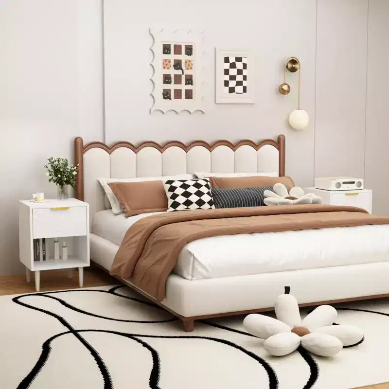 Table de chevet moderne blanche de 58 cm de haut avec un tiroir et une étagère ouverte, poignée dorée, idéale pour la décoration de chambre à coucher