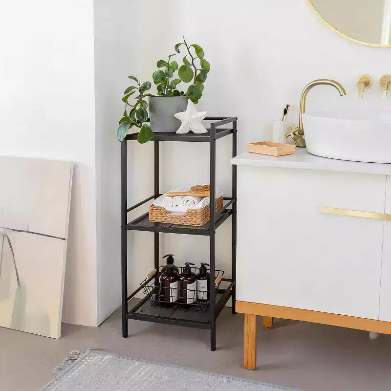 Étagère de salle de bain à 3 ou 4 niveaux, étagère échelle pour le rangement de salle de bain, conception peu encombrante, étagère autoportante, solution de rangement élégante pour la maison et le bureau.