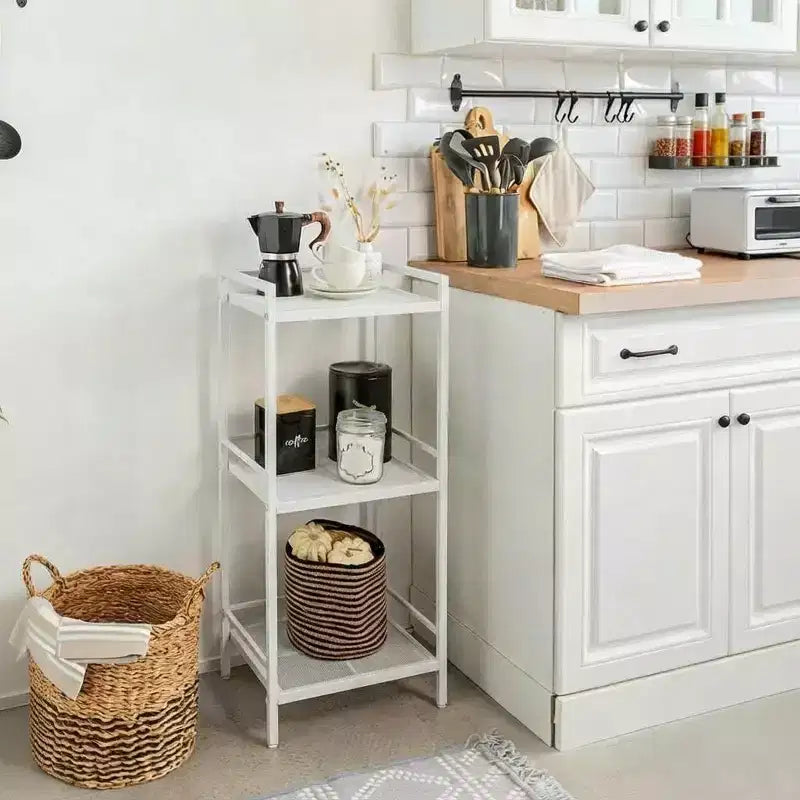 Étagère de salle de bain à 3 ou 4 niveaux, étagère échelle pour le rangement de salle de bain, conception peu encombrante, étagère autoportante, solution de rangement élégante pour la maison et le bureau.