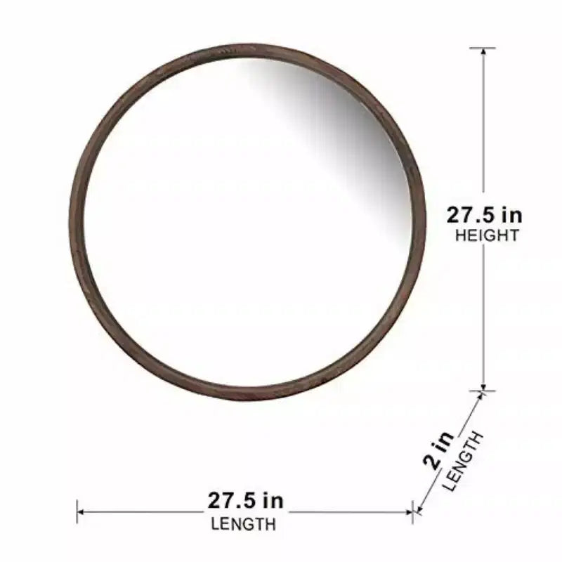 Miroir mural rustique rond en bois de 28", miroir décoratif circulaire en bois de sapin de style ferme pour entrée et salon - Panipeachy