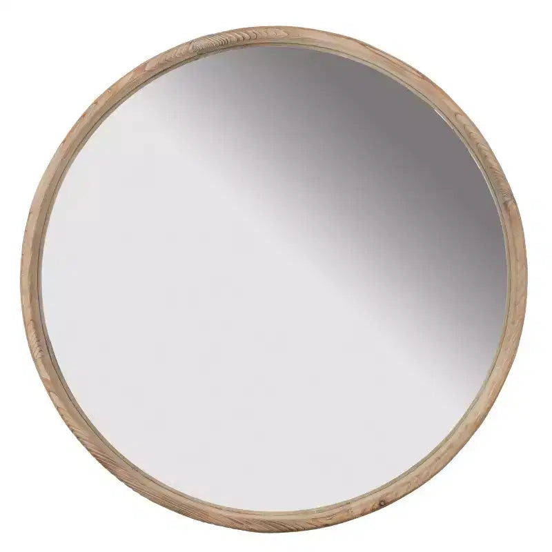 Miroir mural rustique rond en bois de 28", miroir décoratif circulaire en bois de sapin de style ferme pour entrée et salon - Panipeachy
