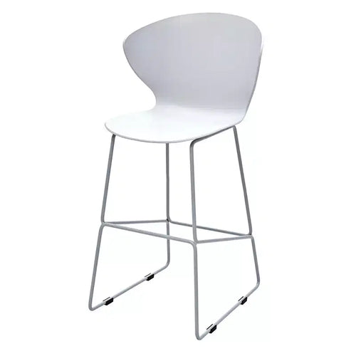 HomeRoots Set of Two 26 White and Silver Heavy Duty Plastic and Metal Low Back Counter Height Bar Chairs