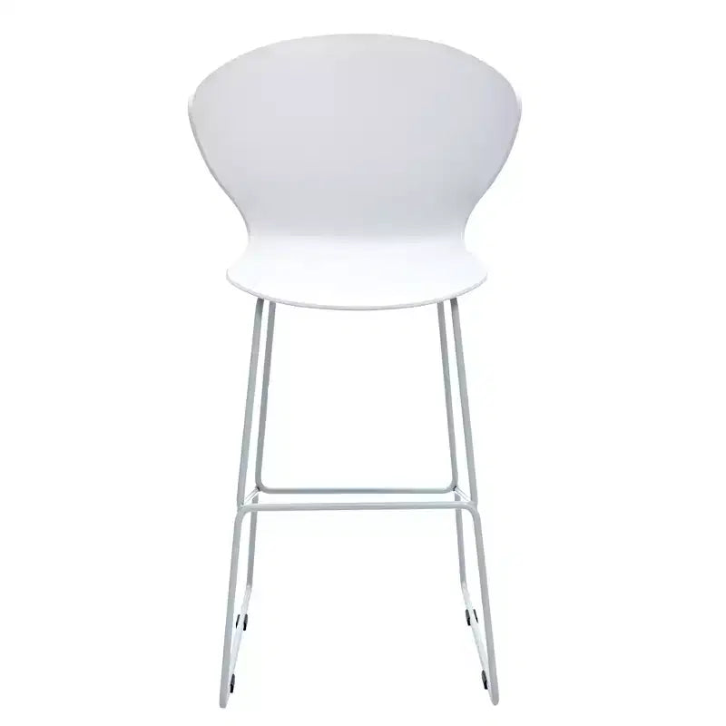 HomeRoots Lot de deux chaises de bar à dossier bas, 26 po, en plastique et métal robustes, hauteur comptoir, blanc et argent