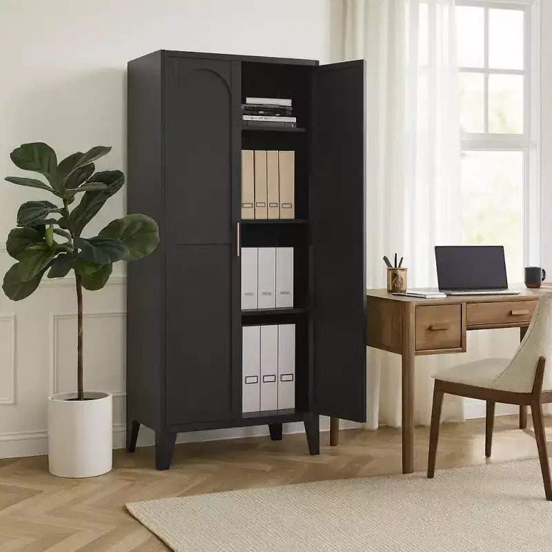Homy Casa Armoire de Rangement en Métal avec Portes et Étagères Réglables