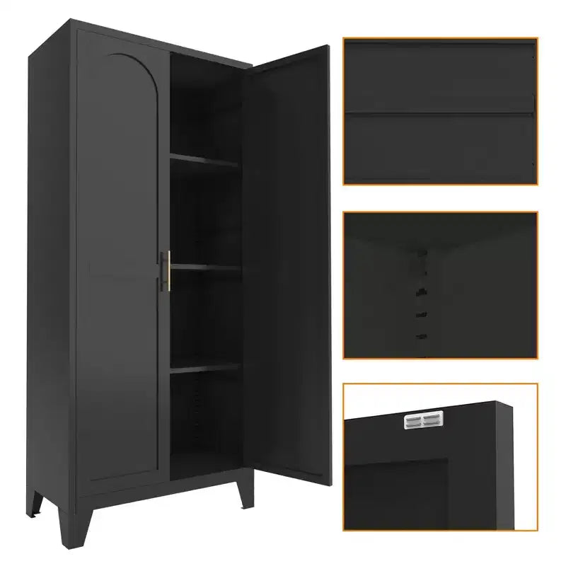 Homy Casa Armoire de Rangement en Métal avec Portes et Étagères Réglables