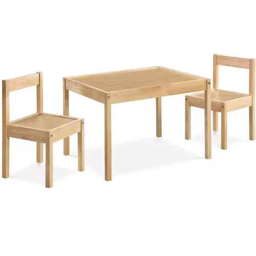 Ensemble table et deux chaises pour enfants en bois massif, 3 pièces, design peu encombrant pour les activités artistiques, artisanales et de salle de jeux