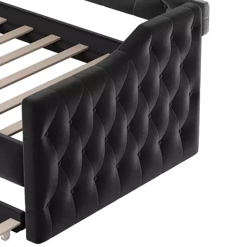 Lit de repos capitonné avec tiroir-lit, lit de repos simple en velours pour chambre à coucher