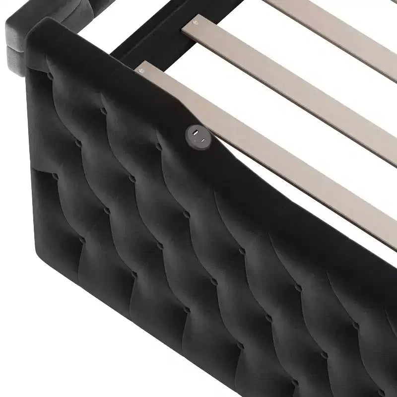 Lit de repos capitonné avec tiroir-lit, lit de repos simple en velours pour chambre à coucher