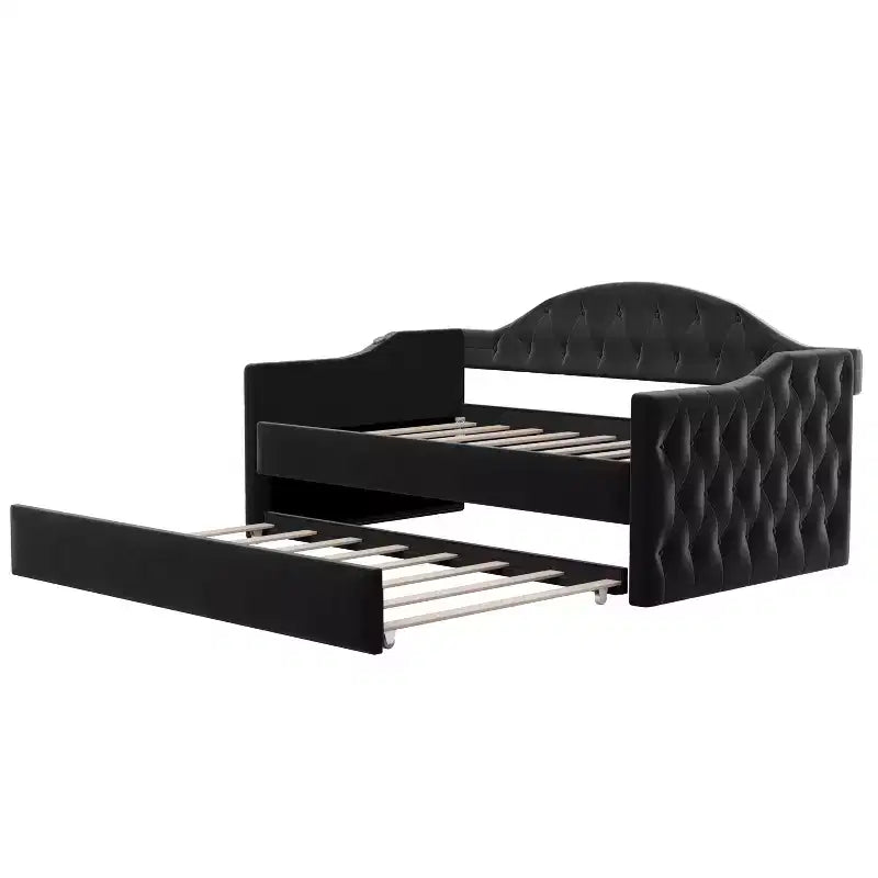 Lit de repos capitonné avec tiroir-lit, lit de repos simple en velours pour chambre à coucher