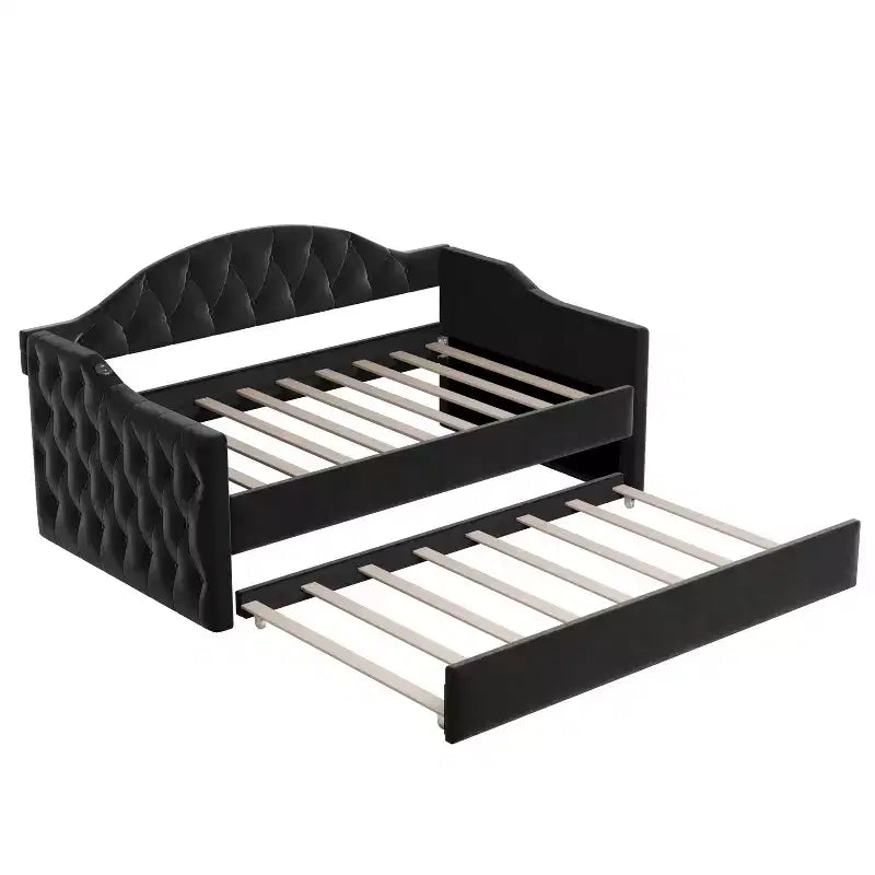 Lit de repos capitonné avec tiroir-lit, lit de repos simple en velours pour chambre à coucher