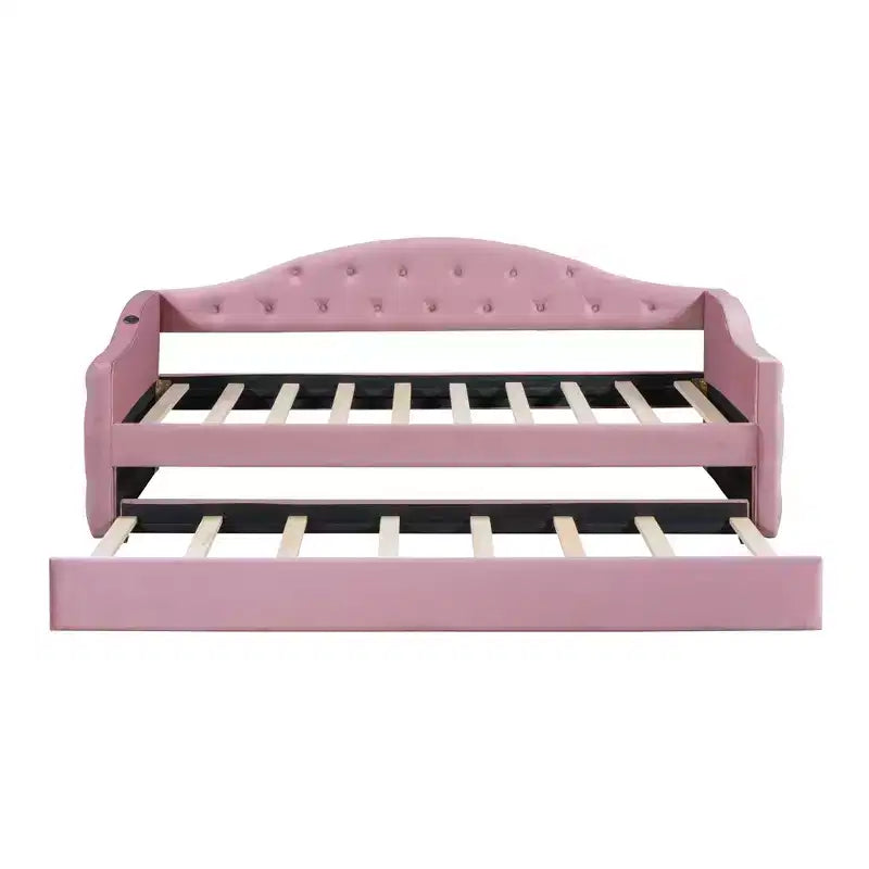 Lit de repos capitonné avec tiroir-lit, lit de repos simple en velours pour chambre à coucher