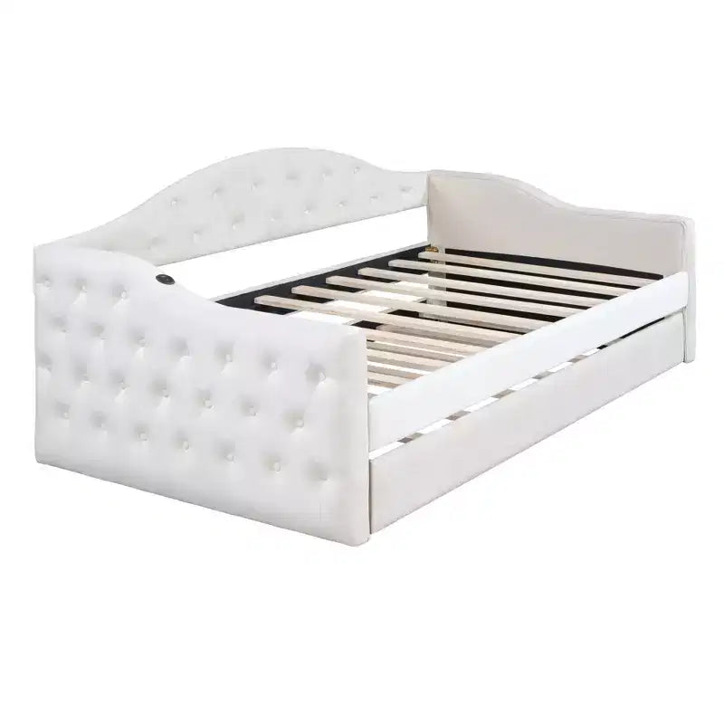 Lit de repos capitonné avec tiroir-lit, lit de repos simple en velours pour chambre à coucher