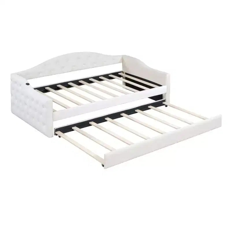 Lit de repos capitonné avec tiroir-lit, lit de repos simple en velours pour chambre à coucher