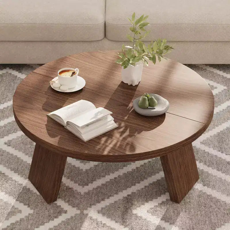 Table Basse Ronde 33.5, Table Centrale Circulaire Moderne avec Pieds Inclinés, Tables d'Appoint pour Salon, Chambre, Montage Facile