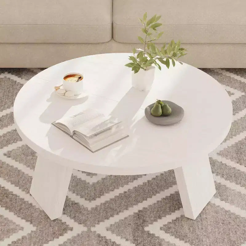 Table Basse Ronde 33.5, Table Centrale Circulaire Moderne avec Pieds Inclinés, Tables d'Appoint pour Salon, Chambre, Montage Facile