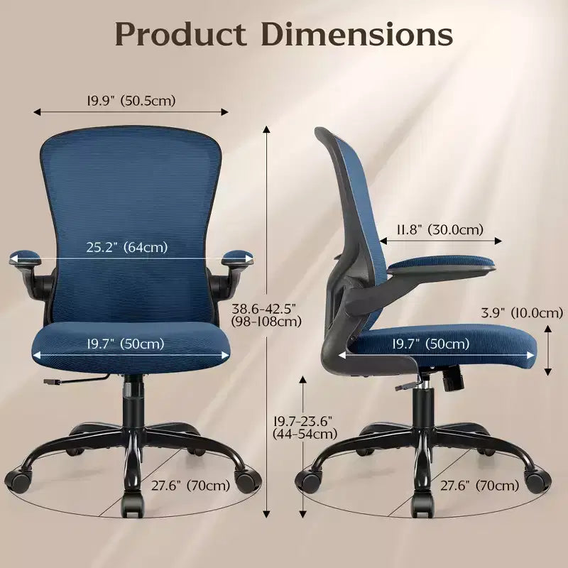 Chaises de bureau KERDOM, chaise de bureau ergonomique pour PC avec roulettes, support lombaire et hauteur réglables, chaise d'ordinateur pivotante