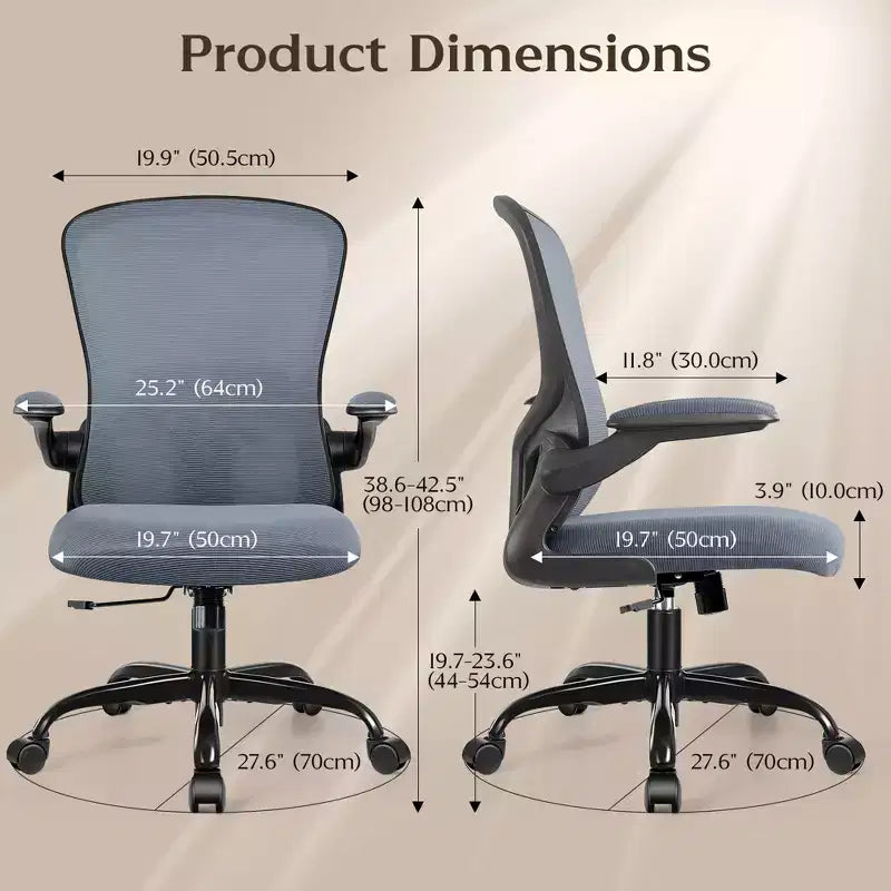 Chaises de bureau KERDOM, chaise de bureau ergonomique pour PC avec roulettes, support lombaire et hauteur réglables, chaise d'ordinateur pivotante