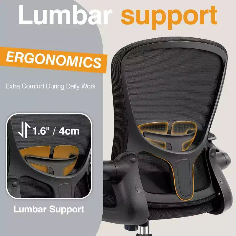 Chaises de bureau KERDOM, chaise de bureau ergonomique pour PC avec roulettes, support lombaire et hauteur réglables, chaise d'ordinateur pivotante