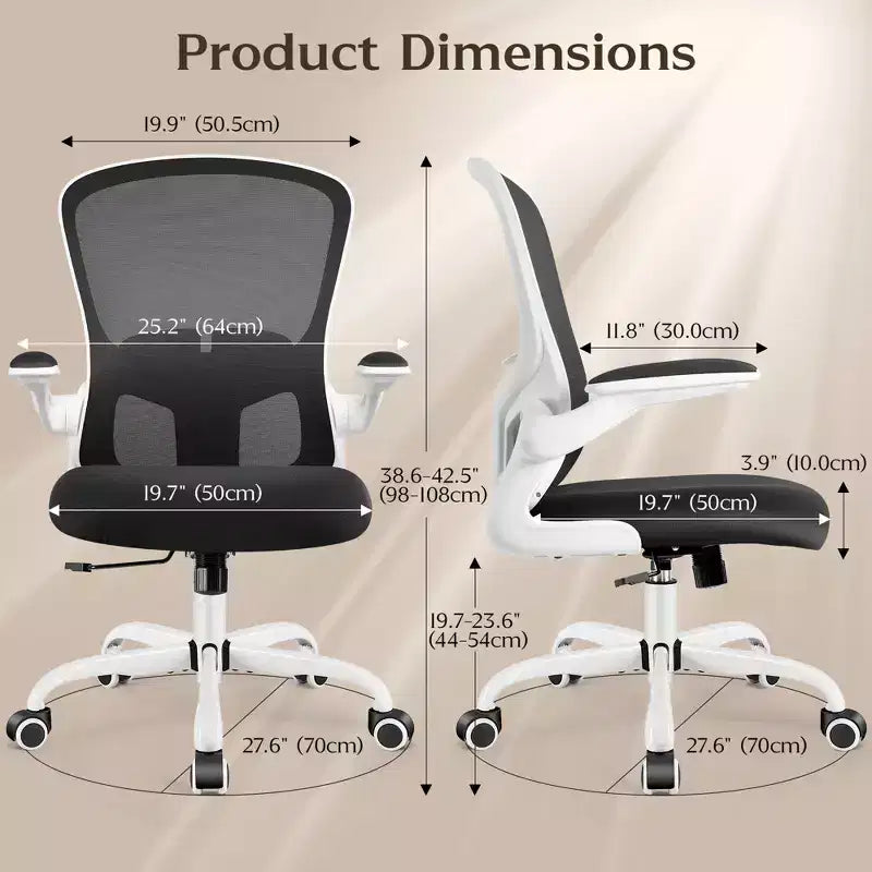 Chaises de bureau KERDOM, chaise de bureau ergonomique pour PC avec roulettes, support lombaire et hauteur réglables, chaise d'ordinateur pivotante