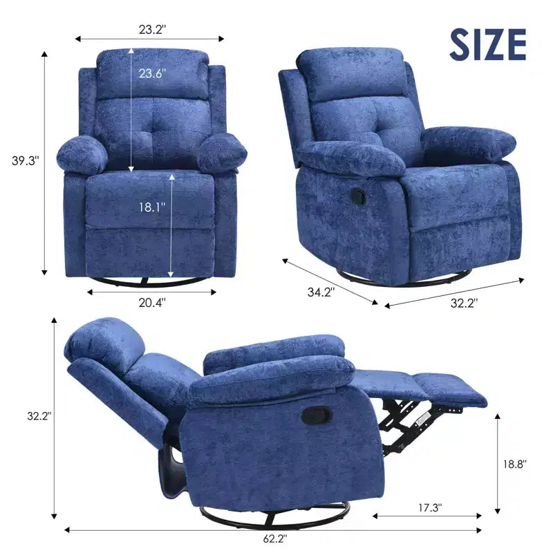 Fauteuil inclinable rembourré pivotant à 360° GDFStudio Janna