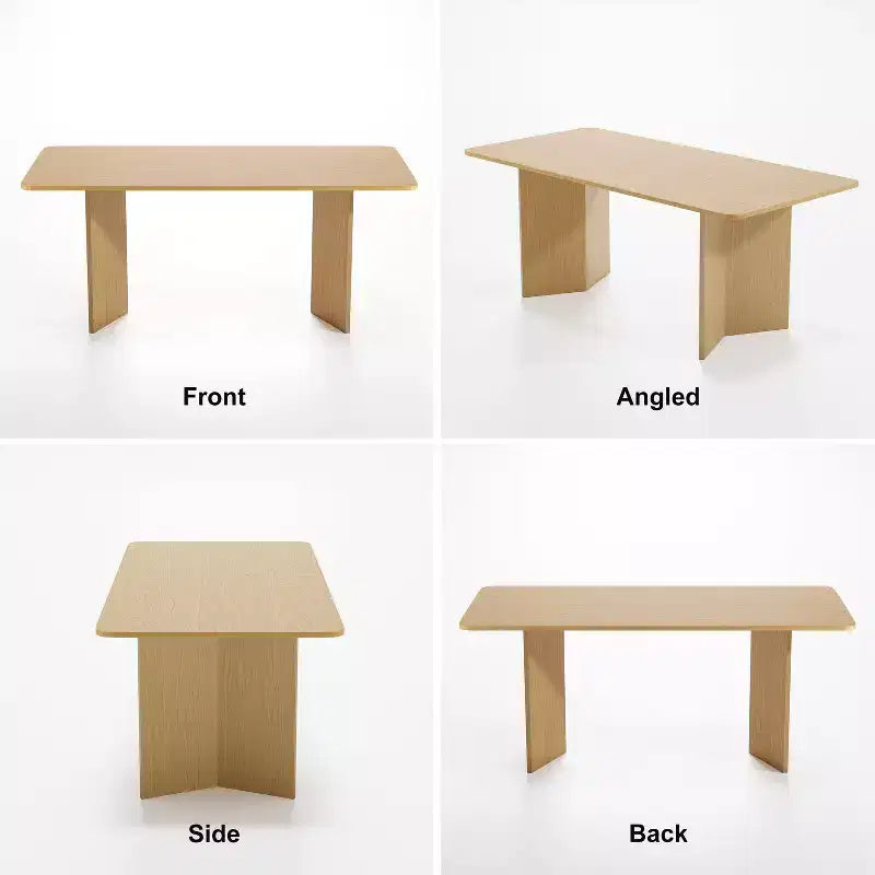 PexFix 67 x 33,5 Table de salle à manger de ferme en bois massif naturel avec pieds en V et plateau carré en bois pour salles à manger modernes et réunions de famille