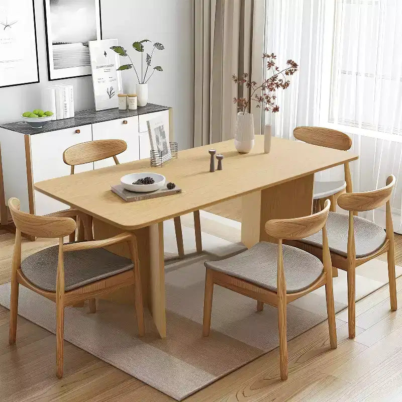 PexFix 67 x 33,5 Table de salle à manger de ferme en bois massif naturel avec pieds en V et plateau carré en bois pour salles à manger modernes et réunions de famille