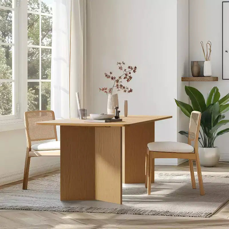 PexFix 67 x 33,5 Table de salle à manger de ferme en bois massif naturel avec pieds en V et plateau carré en bois pour salles à manger modernes et réunions de famille