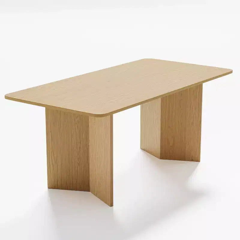PexFix 67 x 33,5 Table de salle à manger de ferme en bois massif naturel avec pieds en V et plateau carré en bois pour salles à manger modernes et réunions de famille